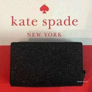 画像2: ケイトスペード Kate Spade キラキラ グリッターが可愛い joeley 二つ折り財布 ブラック WLRU5762 送料無料