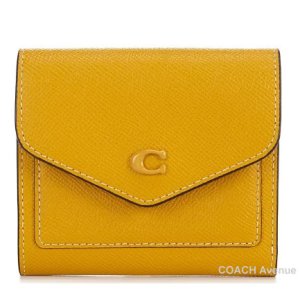 画像1: コーチ COACH CH808 ウィン スモール ウォレット イエローゴールド 黄色 折りたたみ財布 送料無料