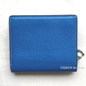 画像2: コーチ COACH C2862 ペブル レザー スナップ スモール ウォレット レーサー ブルー 水色 折りたたみ財布 送料無料