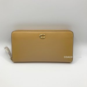 画像1: コーチ COACH CH801 カーフ レザー アコーディオン ジップ ウォレット 長財布 タン ベージュ 送料無料