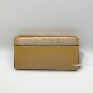 画像2: コーチ COACH CH801 カーフ レザー アコーディオン ジップ ウォレット 長財布 タン ベージュ 送料無料