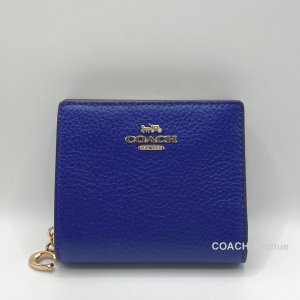 画像1: コーチ COACH C2862 ペブル レザー スナップ スモール ウォレット スポーツ ブルー 青 折りたたみ財布 送料無料