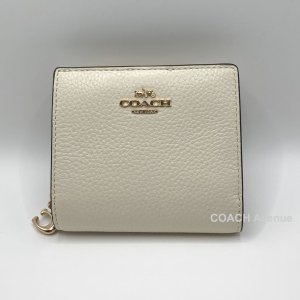 画像1: コーチ COACH C2862 ペブル レザー スナップ スモール ウォレット チョーク ホワイト 白 折りたたみ財布 送料無料