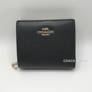 画像1: コーチ COACH C2862 ペブル レザー スナップ スモール ウォレット ブラック 黒 折りたたみ財布 送料無料