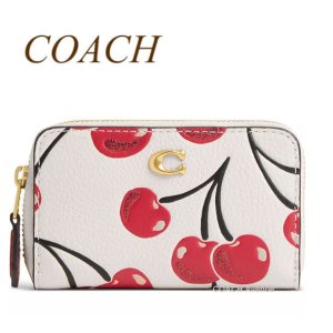 画像1: コーチ COACH CZ117 エッセンシャル スモール ジップ アラウンド カード ケース チェリー プリント さくらんぼ柄 正規店商品 送料無料