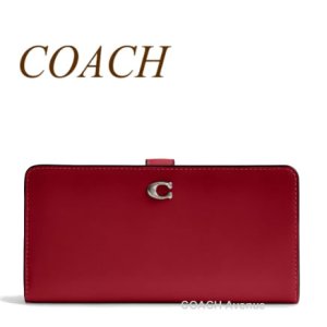 画像1: コーチ COACH CH823 レザー スキニー ウォレット ルビー レッド 赤 長財布 正規店商品 送料無料 日本未入荷