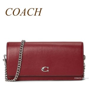 画像1: コーチ COACH CW586 イーヴィー ロング ウォレット ウィズ チェーン お財布 クロスボディ バッグ 斜めがけ ダークルビー レッド 赤 送料無料 正規店商品 日本未入荷