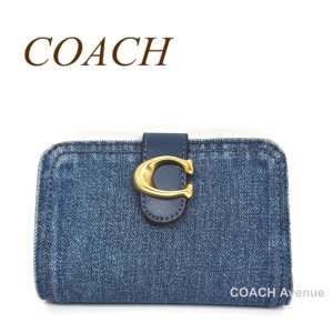 画像1: 人気のデニムが可愛い コーチ COACH CAN58 タビー デニム ウォレット 二つ折り財布 コンパクト 正規店商品 送料無料 