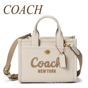 画像1: コーチ COACH CAO26 カーゴ トート バッグ 20 レザー チョーク ホワイト 白 ショルダー クロスボディ 斜めがけ 正規店商品 送料無料