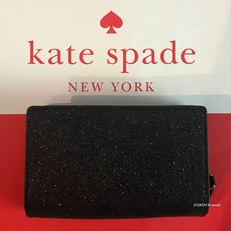 ケイトスペード Kate Spade キラキラ グリッターが可愛い joeley 二つ折り財布 ブラック WLRU5762 送料無料