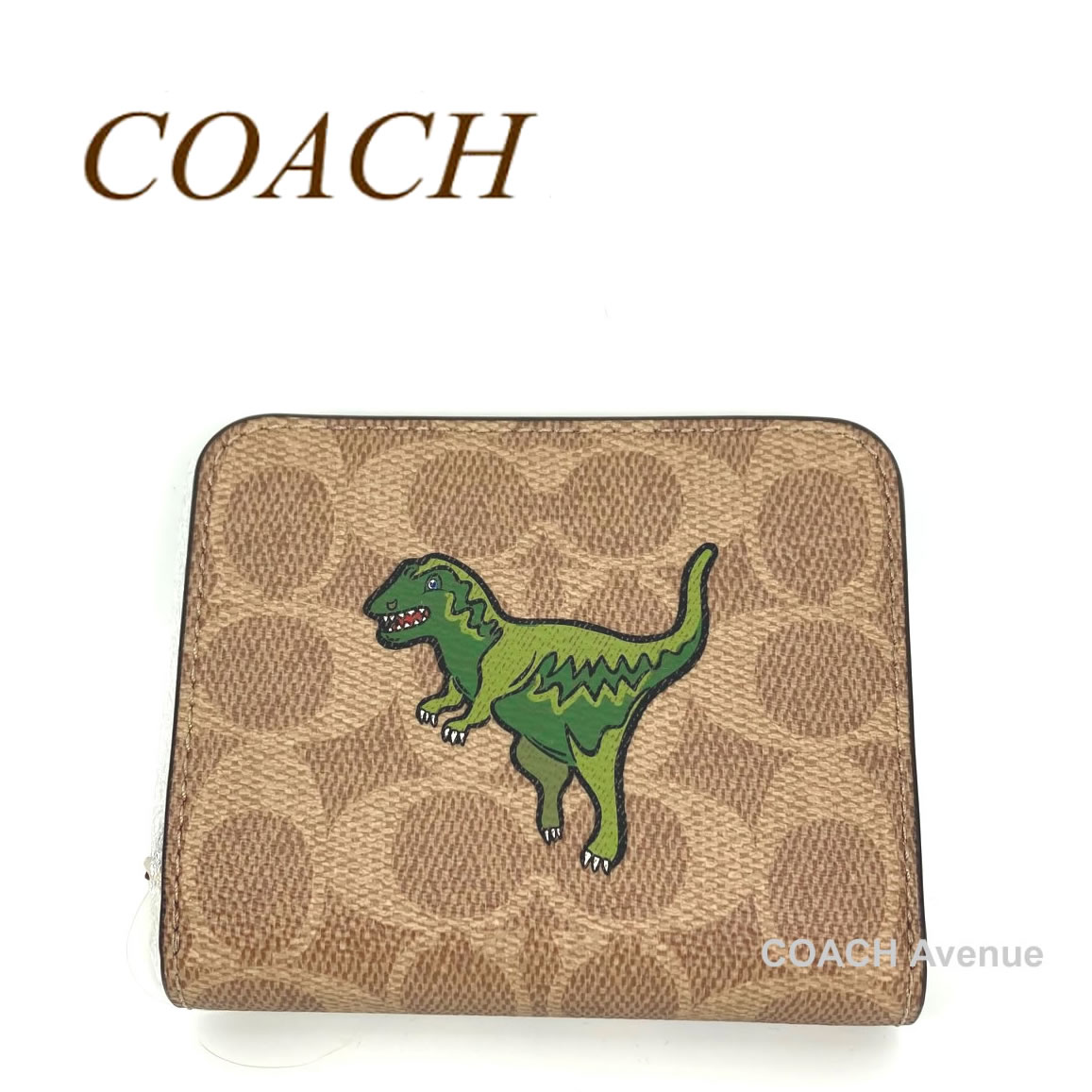 コーチ COACH CZ095 ビルフォールド ウォレット シグネチャー キャンバス レキシー プリント  恐竜 二つ折り 折りたたみ財布 正規店商品 送料無料