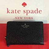 画像: ケイトスペード Kate Spade キラキラ グリッターが可愛い joeley 二つ折り財布 ブラック WLRU5762 送料無料