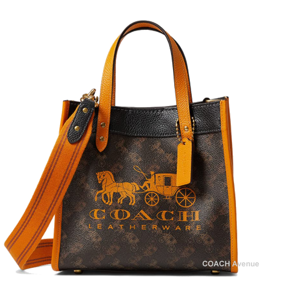 画像1: コーチ COACH C8456 フィールド トート 22 ウィズ ホース アンド キャリッジ プリント アンド キャリッジ バッジ トリュフ パパイア 送料無料