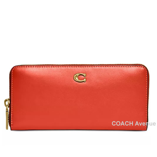 コーチ COACH CH822 スムース レザー スリム アコーディオン ジップ ...